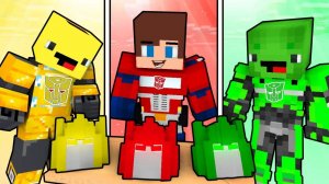 Джей Джей Красный против Майки Зеленого против Бананакида Желтого Битва. Майнкрафт Мультик