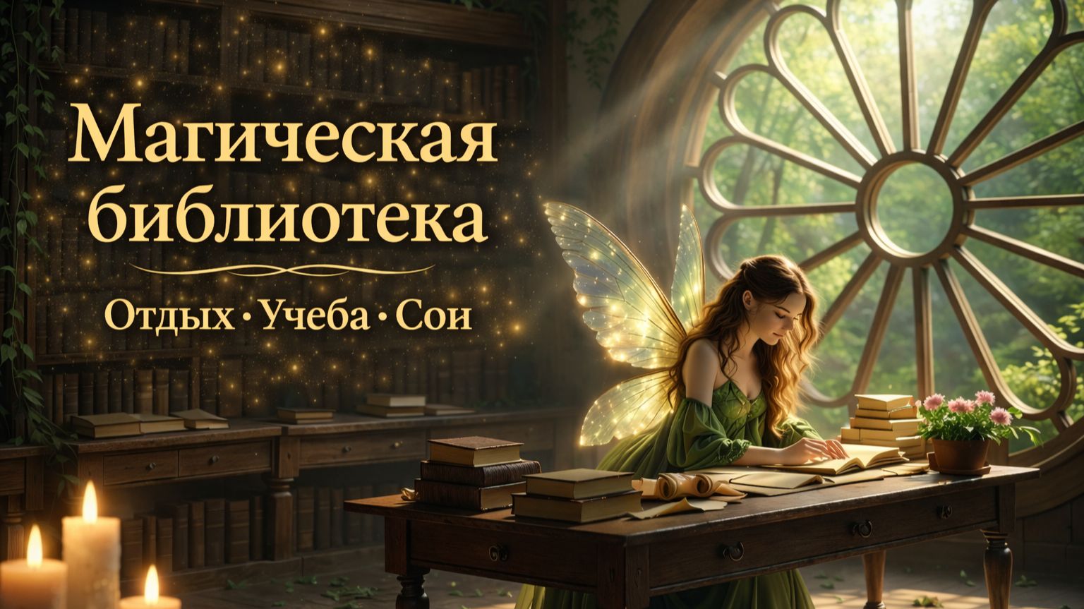 Магическая библиотека — отдых, учеба и сон, уютная фэнтези оркестр, спокойная музыка 2 часа