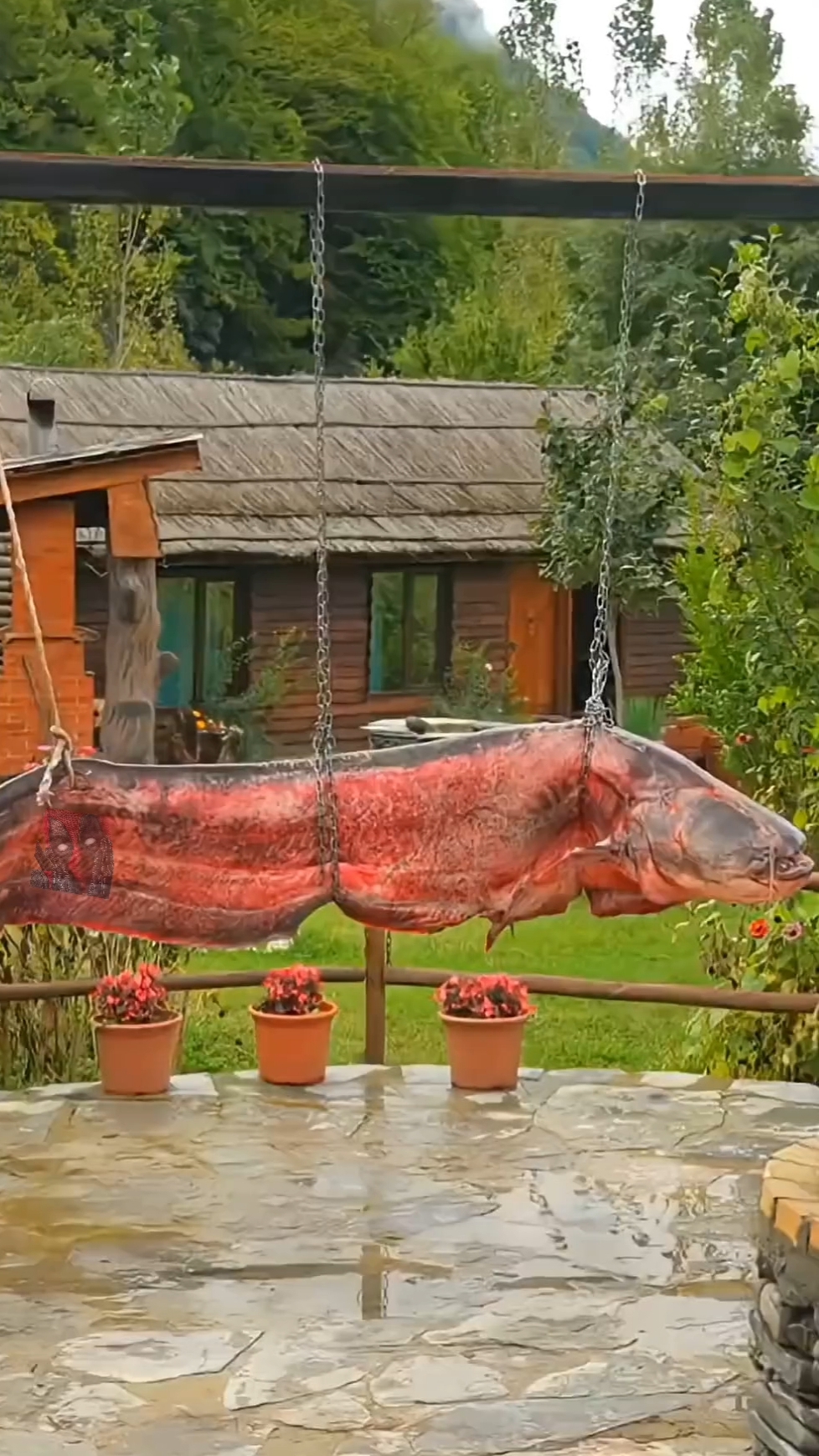 Огромный сом, приготовленный по-деревенски 😱🔥🤯🫶😼