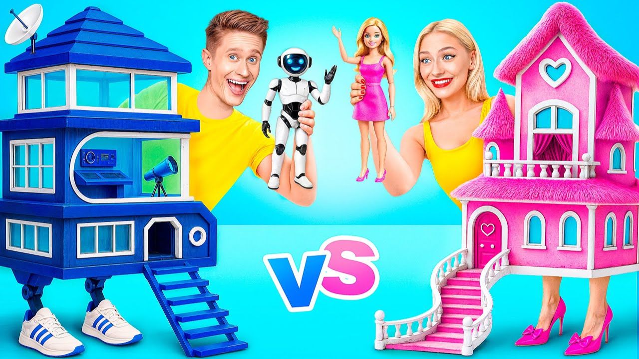 Строим Удивительный Кукольный Домик Барби против Робота