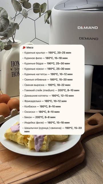 Шпаргалка для аэрогриля DEMIAND