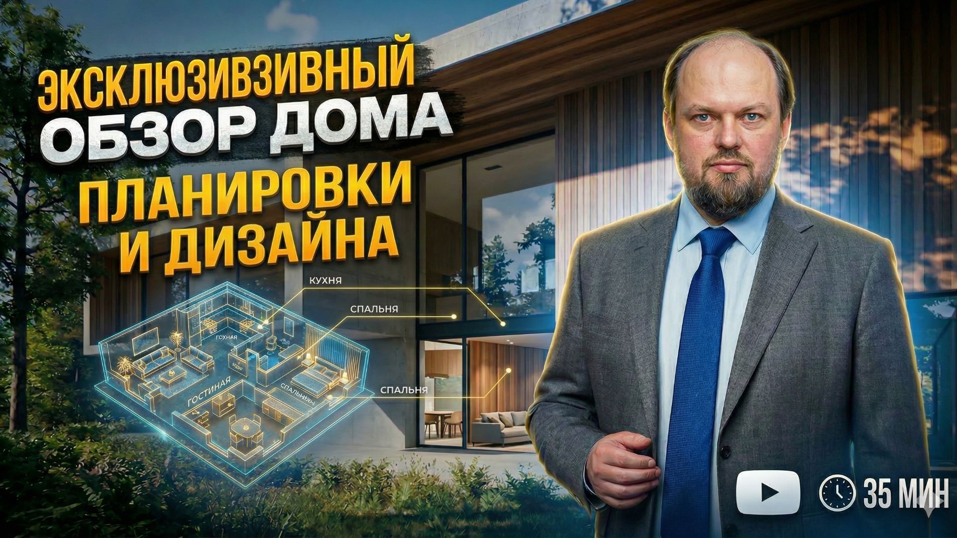 Обзор дома без визуального шума: скрытая кухня, окна 7 метров и парящие стены | АГ Строй