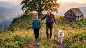 Счастливая жизнь пожилой пары вдали от цивилизации без электричества .