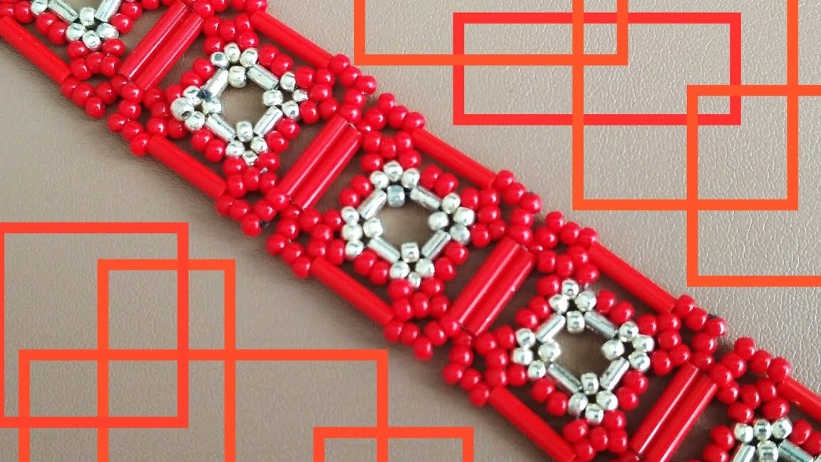 Браслетик из бисера и стекляруса. МК