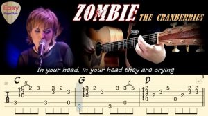 ZOMBIE The Cranberries на Гитаре. Уроки Гитары. Ноты и табы для Гитары Easy Fingerstyle