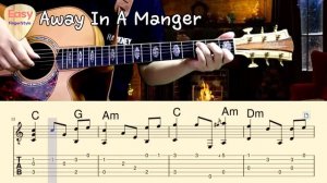 AWAY IN A MANGER на Гитаре. Уроки Гитары. Ноты и табы для Гитары Easy Fingerstyle