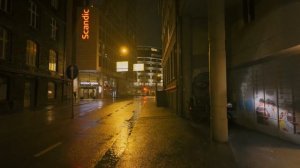 Ливень в Бергене | Атмосферная ночная прогулка | Бинауральные звуки города для релаксации