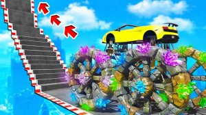 СМОЖЕТ ЛИ ОГРОМНЫЙ СУПЕРКАР ПРОЕХАТЬ ПО СТУПЕНЬКАМ ЛЕСТНИЦЫ В ГТА 5! ЭКСПЕРИМЕНТЫ GTA 5!