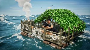 Спасательный плот из мусора Эп. 6 / Собака помогает мне поймать осьминога и приготовить морепродукты