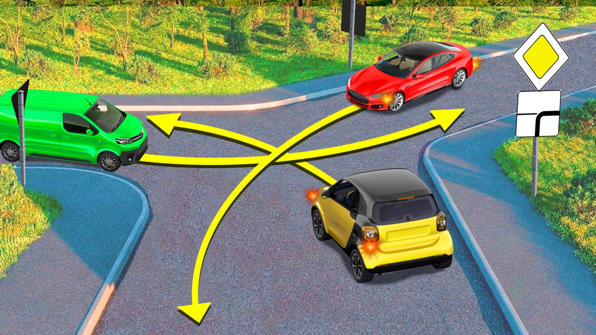 Кот проедет этот перекресток первым?
