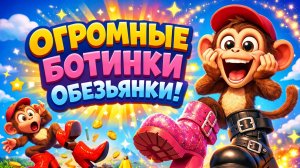 Приключение обезьянки в огромных модных ботинках! Забавные неудачи при ходьбе и волшебные прыжки 🐒