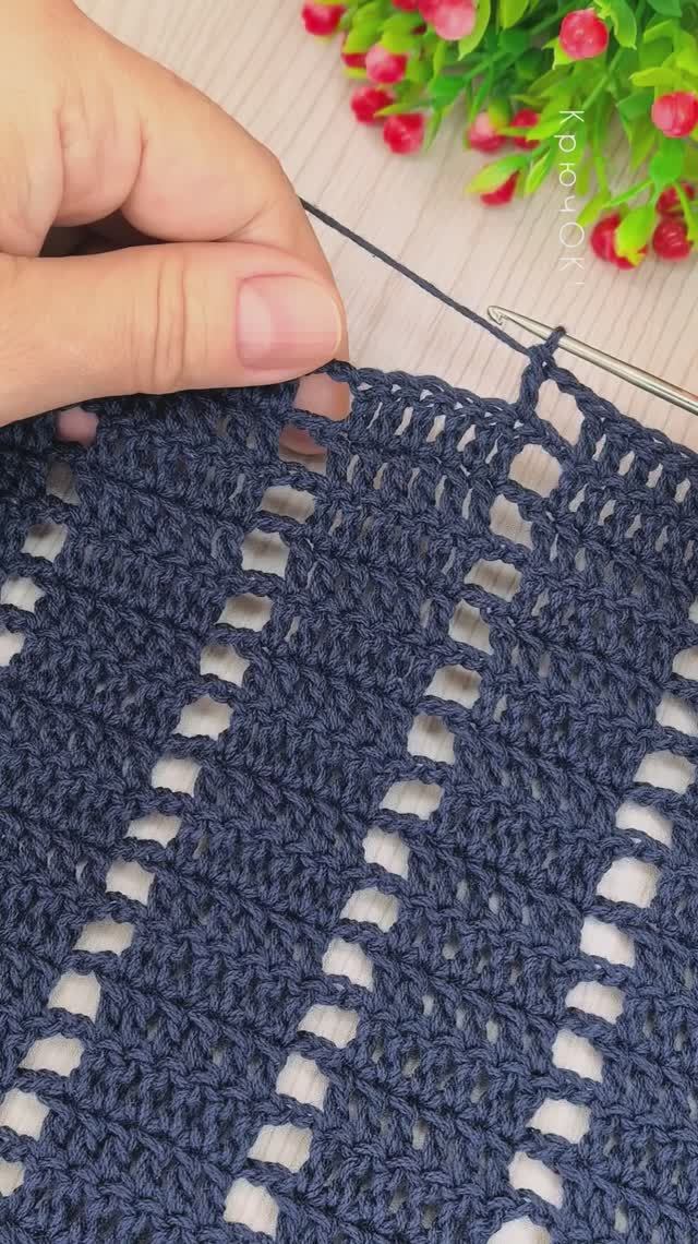 Узор крючком 110 #клип #вязаниекрючком #узорыкрючком