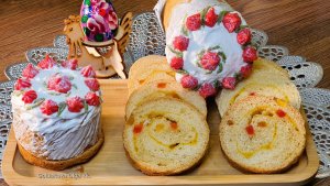 Паска (кулич) с апельсиновым кремом и глазурью