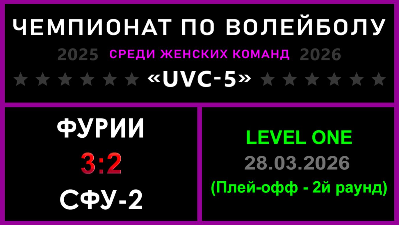 Фурии - СФУ-2, UVC-5 (Девушки) - LEVEL ONE (Плей-офф - 2й раунд)