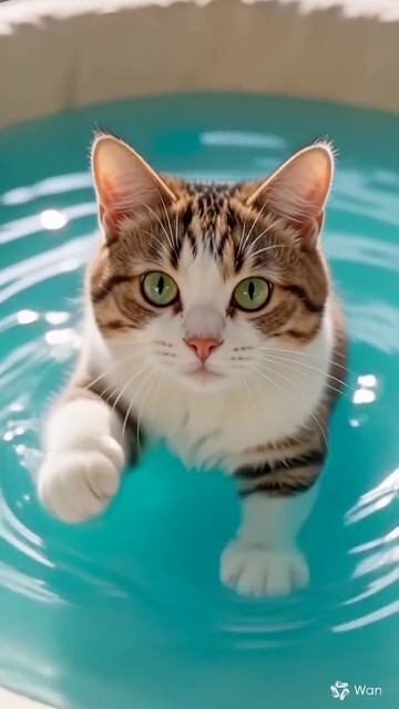 милый котик-водолаз