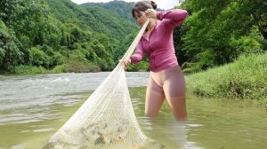 Как поймать много рыбы. Вытягиваю рыболовные сети на реках, добываю много крупной рыбы. Вьетнам