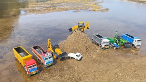 мультфильмы Трактор грузит в Самосвал грязь и падает. Машинки грузовик видео для детей