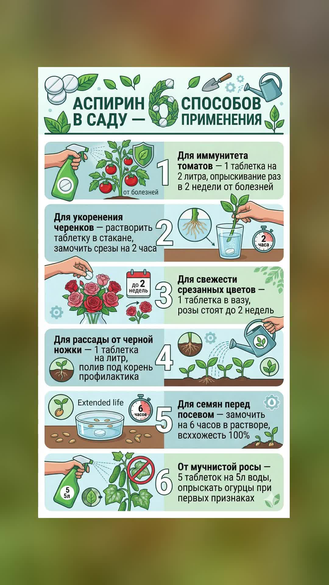 6 способов применения аспирина в саду