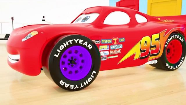 Грузовик с полицейскими машинами Меняет шины Мультик про машинки для детей, Малышей и ясельников