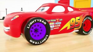 Грузовик с полицейскими машинами Меняет шины Мультик про машинки для детей, Малышей и ясельников