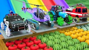 Изучайте фрукты с полицейской машины-монстра, вертолета и других машин-монстров с новыми колесами