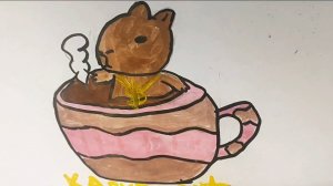 СОФИЯ РИСУЕТ капибару в кружке!