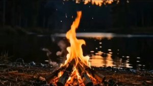 Расслабляющие звуки костра у озера, звуки природы