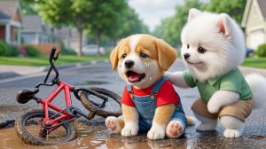 Щенок падает в опасную яму на дороге 🚲💥  🐶