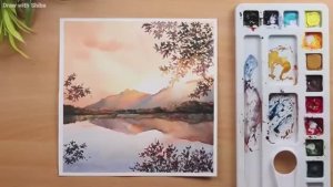 Мастер-класс по рисованию акварелью Горного пейзажа: горы на закате — шаг за шагом