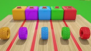 Веселые машинки! Учим цвета на английском — разноцветные школьные автобусы и футбольные мячи — детск