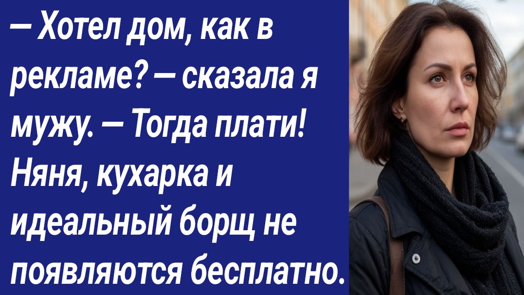 Истории со Смыслом/— Хотел дом, как в рекламе? — сказала я мужу. — Тогда плати! Няня, кухарка и ...