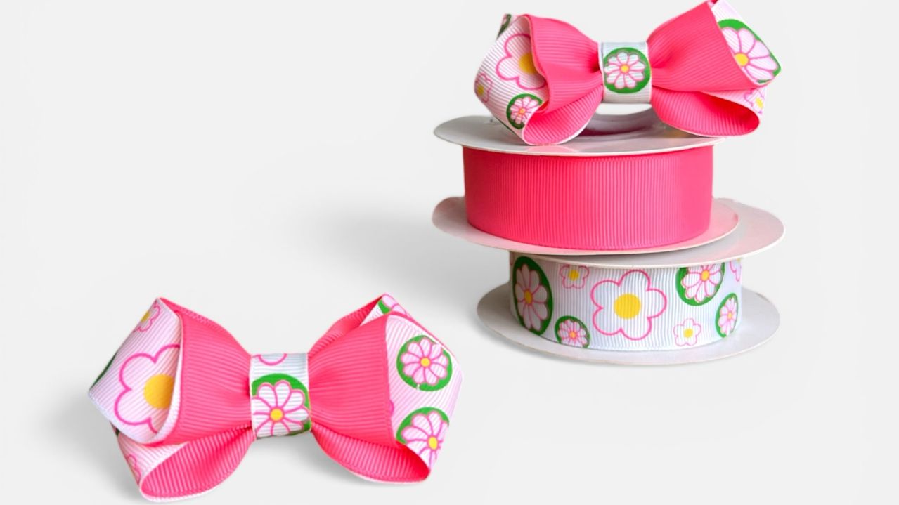 Яркие летние бантики из репса 🌸 Неон и цветочный принт | Простой МК