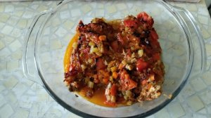 Скумбрия с овощами в аэрогриле