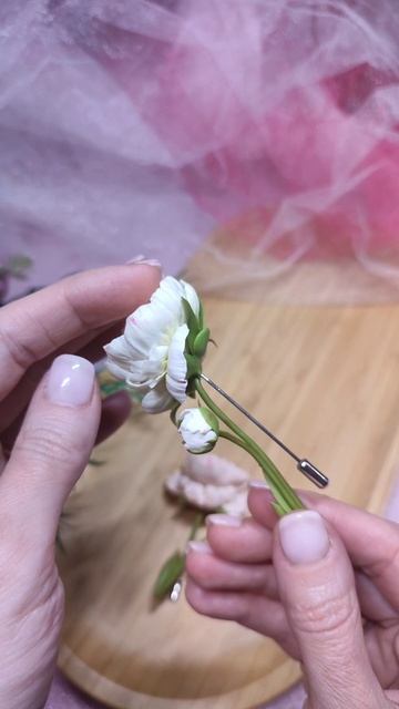 брошь-игла пион