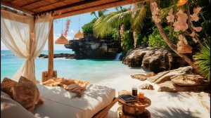 🌴 Тропический пляжный отдых в беседке. 🌊 Спокойная бухта и атмосфера океанских волн.