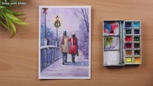 Мастер-класс по рисованию акварелью: пара на прогулке — шаг за шагом.