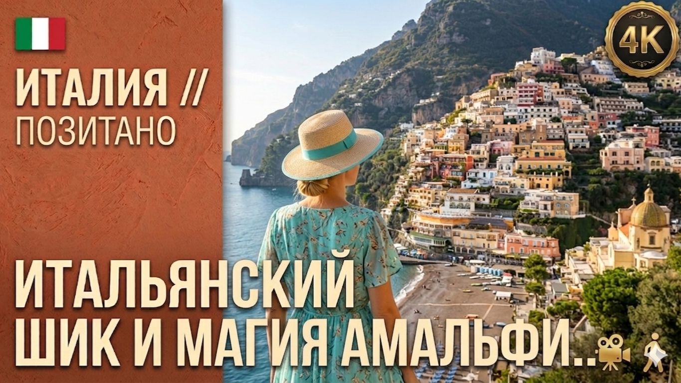 Италия // Позитано // Магия Амальфитанского побережья // Пешеходная прогулка 4K