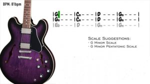 Burning Blues Groove Guitar Backing Track in Gm