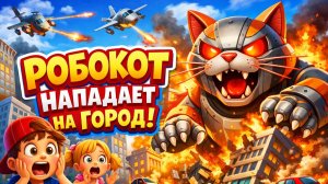 ГИГАНТСКИЙ РОБОТ-КОТ АТАКУЕТ ГОРОД! Буйство гигантского робота-кота. Мультик для детей