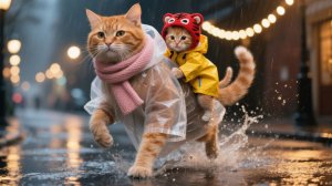 Котёнок ждёт в бурю, пока не засыпает — мама бежит сквозь дождь, чтобы спасти его