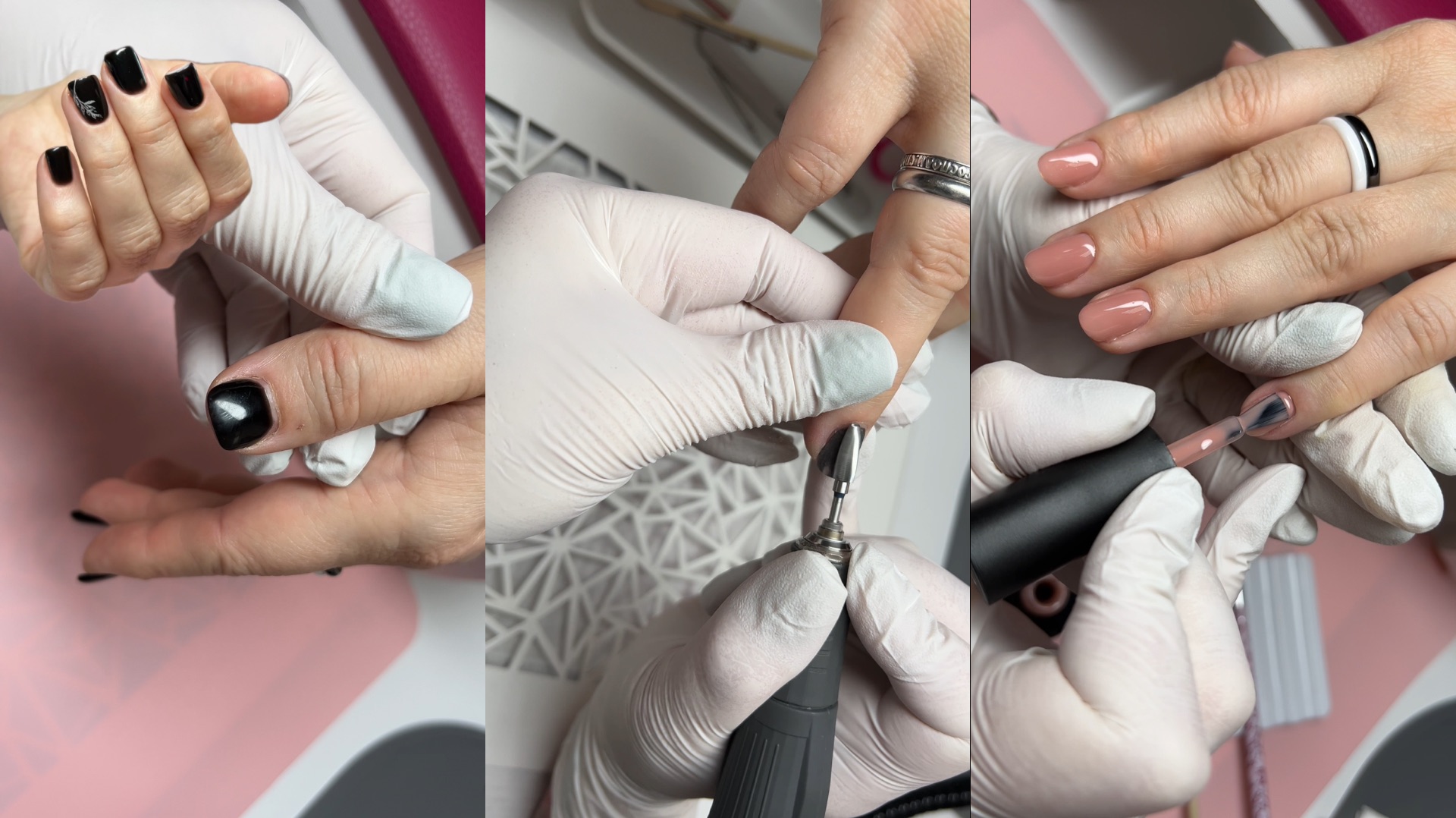 Снятие Цветного ГеляЧёрный Гель Смена формы ногтей