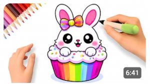 Как нарисовать милый (кавайный) пасхальный кекс легко 🐰🧁