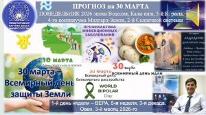 ПРОГНОЗ на 30 МАРТА, ПОНЕДЕЛЬНИК, день ВЕРЫ, 2026, эпохи Водолея, 5й К.расы 2й Солнечной сист. МНШУ