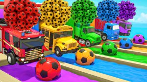 Колеса автобуса песня про бинго Школьный автобус и большие футбольные мячи Детские стишки и песенки