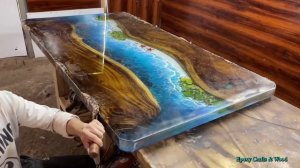 Весь процесс создания красивого 3D-стола из эпоксидной смолы в виде океанской волны