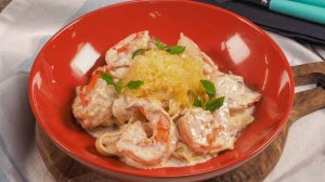 Фетучини с креветками в сливочном соусе