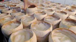 Приготовление кокосовых напитков, мороженого и желе Тайская уличная еда