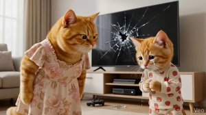 Как котик телевизор разбил