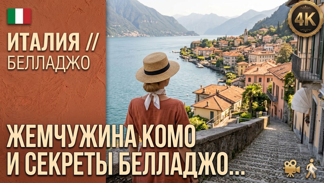 Италия // Белладжо - лучшее, что есть на озере Комо // Пешеходная Экскурсия 4K