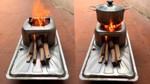 Самодельная печь из старой ненужной раковины, которую уже давно выбросили на свалку